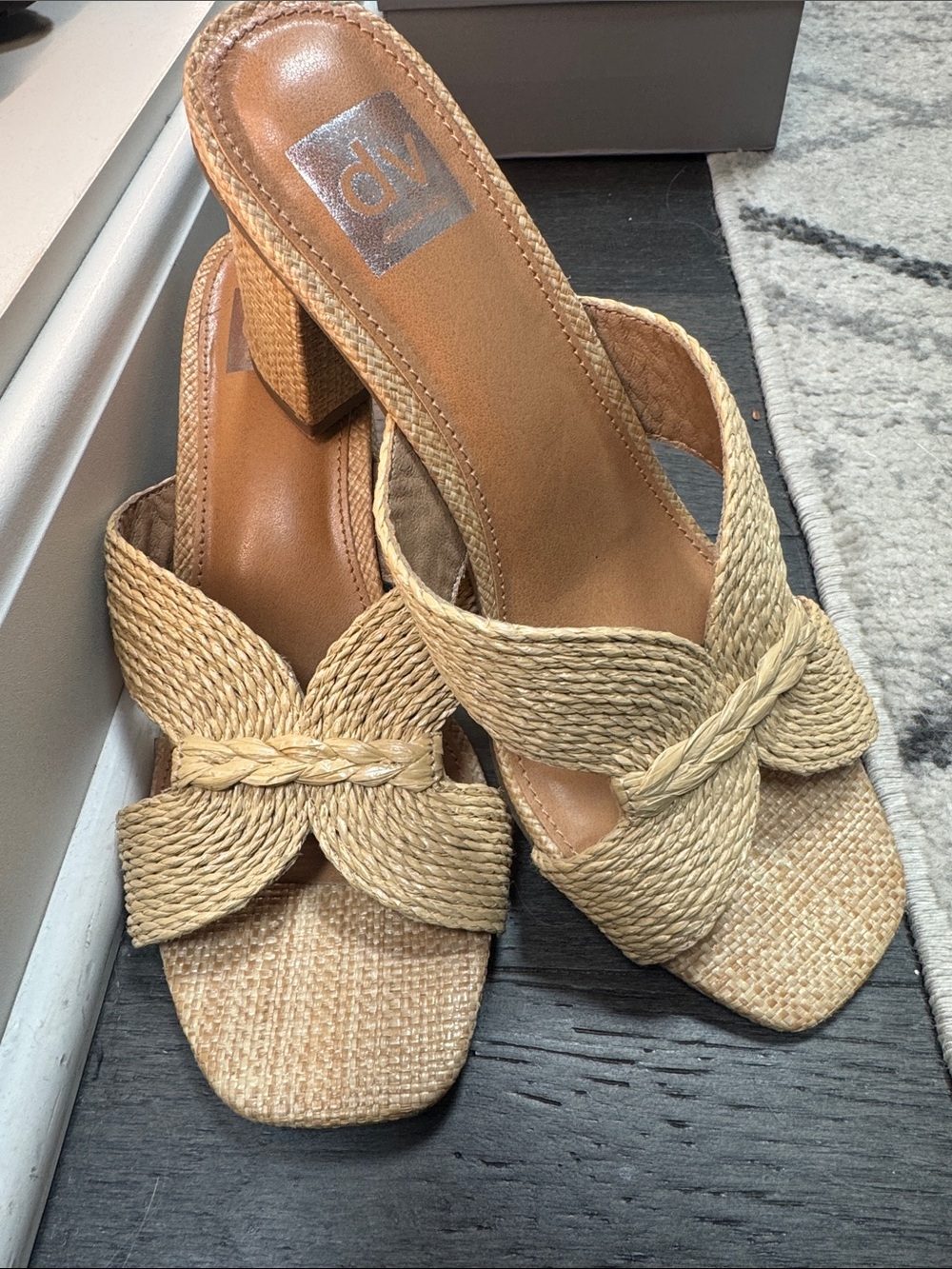 DV by Dolce Vita Braided Raffia Crossover Slide Mules - Natural